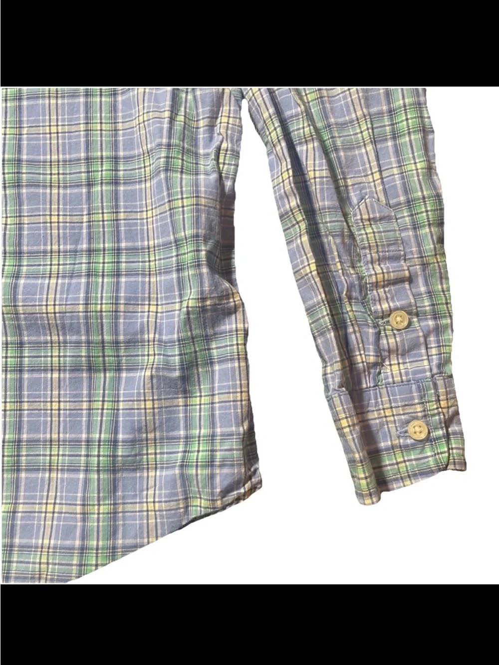 Polo Ralph Lauren Boys Size 5 Plaid Button Down Shirt Blue Green Preppy